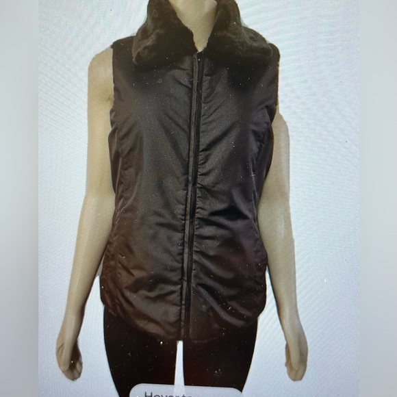 NWT LIZ CLAIBORNE REVERSIBLE FAUX FUR ZIPPER FOUR POCKETS chocolate brown 3x - Picture 2 of 10